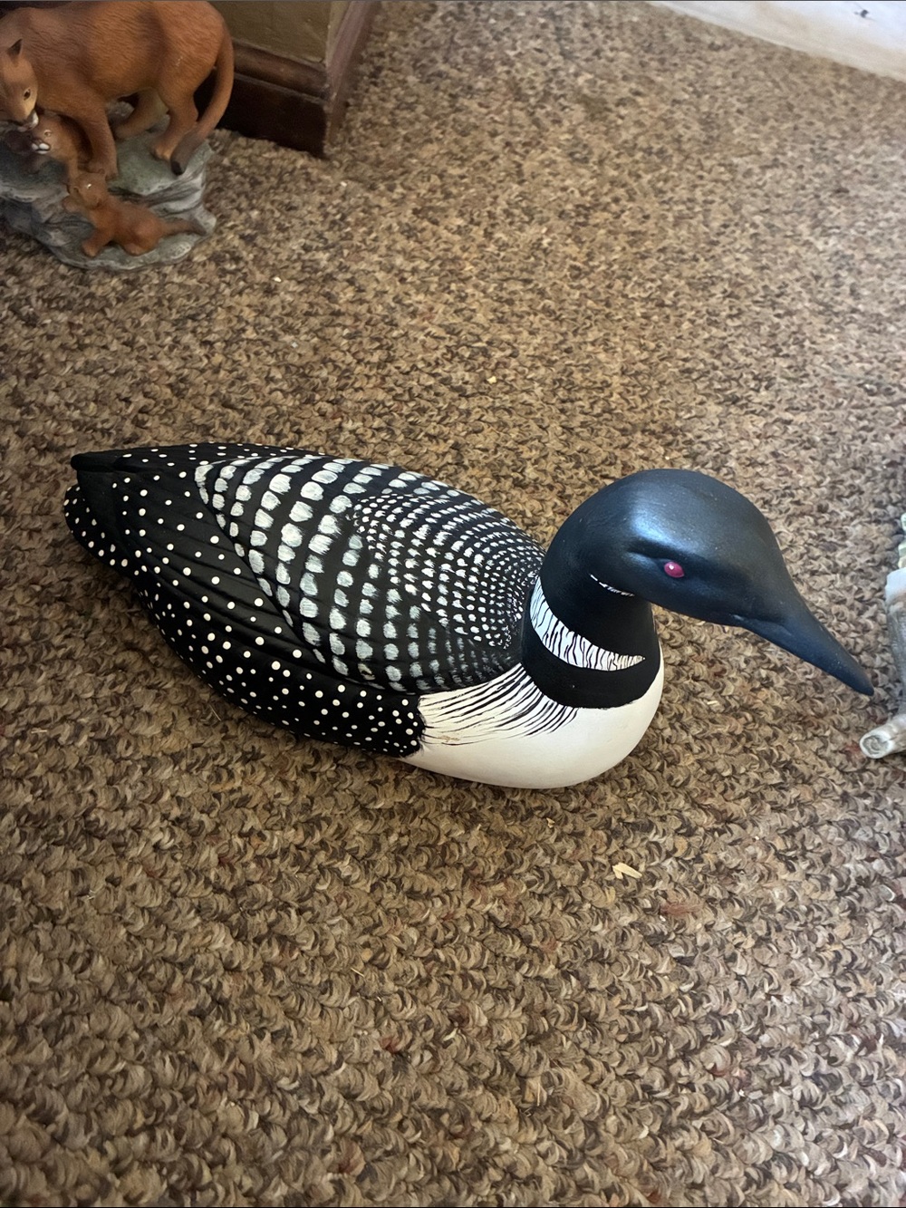 Decorative Black & White Loon Bird Decoy - Classic Waterfowl Accent